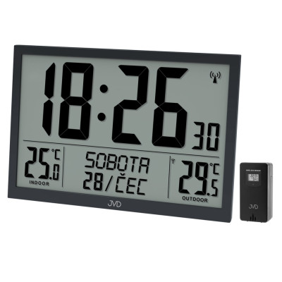 Digitálne rádiom riadené XL hodiny JVD RB9412.1, čierna
