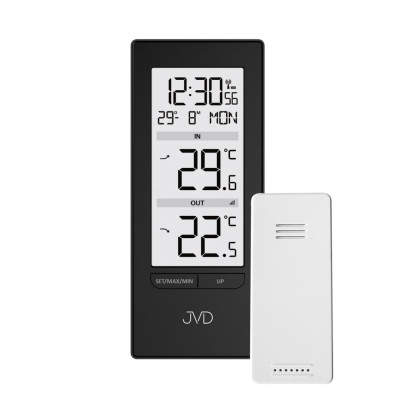 Digitálny teplomer JVD T3348.1 | Rádiom riadený čas a vonkajšie čidlo