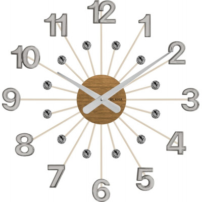 Drevené hodiny s kameňmi Vlaha design VCT1084, 49cm šedá