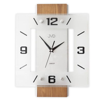 Drevené sklenené tiché hodiny JVD NS22016/11, 35cm