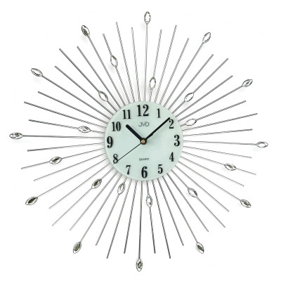 Dizajnové kovové hodiny JVD HJ117 so sklenenými kryštálmi, 49 cm
