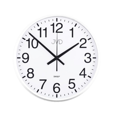 Tiché hodiny JVD HP684.4 – biele, plynulý chod sweep (30 cm)