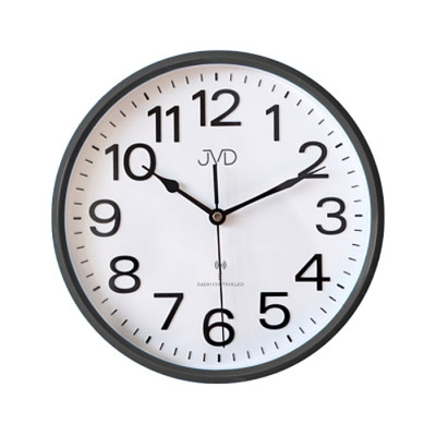 Rádiom riadené nástenné hodiny JVD RH683.3 (25,5 cm) – sivý rám, biely ciferník Rádiom riadené nástenné hodiny JVD RH683.3 (25,5 cm) – sivý rám, biely ciferník