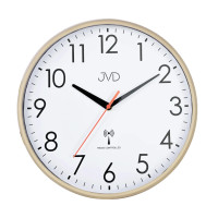 Rádiom riadené nástenné hodiny JVD RH502.1 – hnedý rám, tichý chod sweep, 30 cm