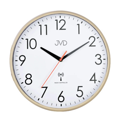 Rádiom riadené nástenné hodiny JVD RH502.1 – hnedý rám, tichý chod sweep, 30 cm Rádiom riadené nástenné hodiny JVD RH502.1 – hnedý rám, tichý chod sweep, 30 cm