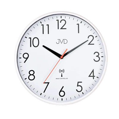 Rádiom riadené nástenné hodiny s tichým chodom JVD RH502.3, biele – 30,5 cm
