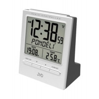 Rádiom riadený budík JVD RB9299.1 biely s LED podsvietením a teplomerom