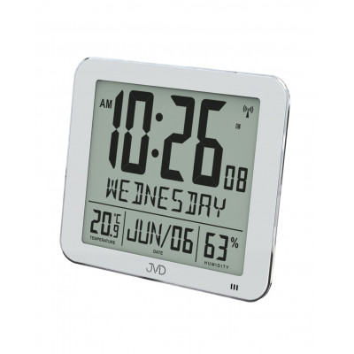 Rádiom riadené digitálne hodiny s budíkom JVD strieborné DH9335.1, 25cm Rádiom riadené digitálne hodiny s budíkom JVD strieborné DH9335.1, 25cm