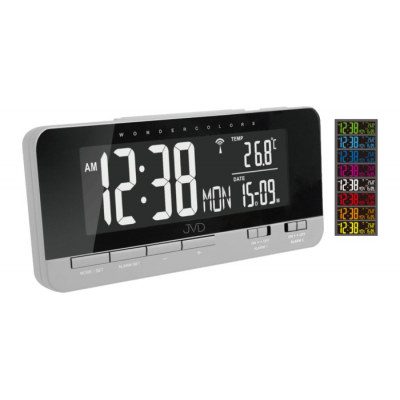 Rádiom riadený budík JVD strieborný RB9350.2, 13cm