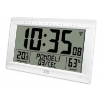Rádiom riadené digitálne hodiny s budíkom JVD strieborné RB9075.2, 41cm