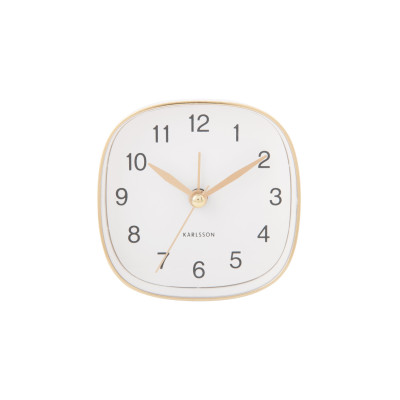 Cestovný budík Karlsson KA5957WH Travel Square – biely, 9 cm