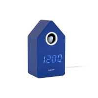 Dizajnový budík Karlsson Cuckoo LED KA6070BL – modrý s drevenou dýhou, 16 cm Dizajnový budík Karlsson Cuckoo LED KA6070BL – modrý s drevenou dýhou, 16 cm
