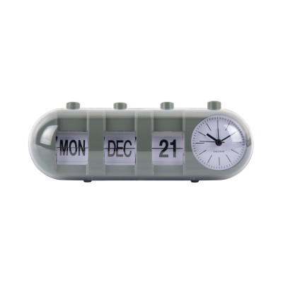 Budík Retro Tube Calendar Flip Karlsson KA6045GR, 10cm Budík Retro Tube Calendar Flip Karlsson KA6045GR, 10cm