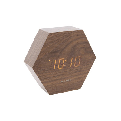 Budík Hexagon KA5651DW, hnedý