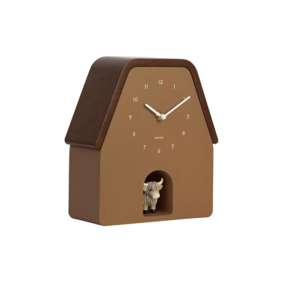 Nástenné hodiny Highland Cow Cuckoo Karlsson KA6162BR, hnedá
