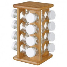 Otočný stojan na korenie a bylinky BAMBOO, 16 nádob JJA4572
