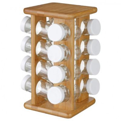 Otočný stojan na korenie a bylinky BAMBOO, 16 nádob JJA4572
