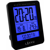 Rádiom riadený budík LAVVU LAR0021 Duo Black 2 budíky s češtinou