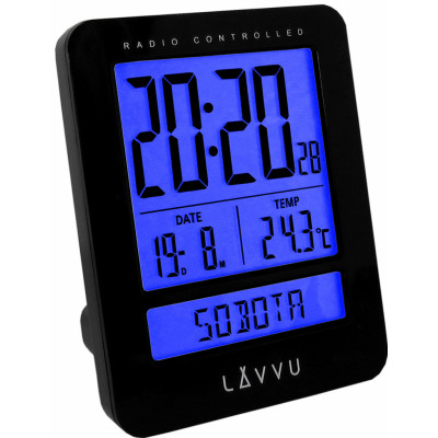 Rádiom riadený budík LAVVU LAR0021 Duo Black 2 budíky s češtinou