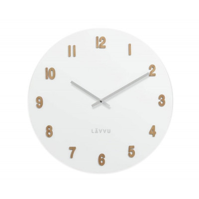 Veľké biele drevené hodiny LAVVU WHITE LCT4070, 50 cm