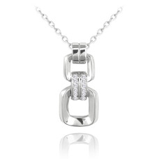 Elegantný strieborný náhrdelník s bielymi zirkónmi, Minet JMAS0206SN45
