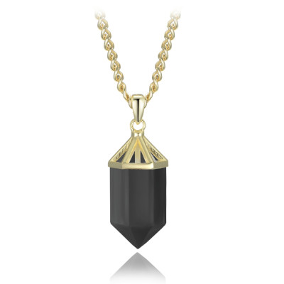 Luxusný pozlátený strieborný náhrdelník s obsidiánom Minet JMAN0665XN47 Luxusný pozlátený strieborný náhrdelník s obsidiánom Minet JMAN0665XN47
