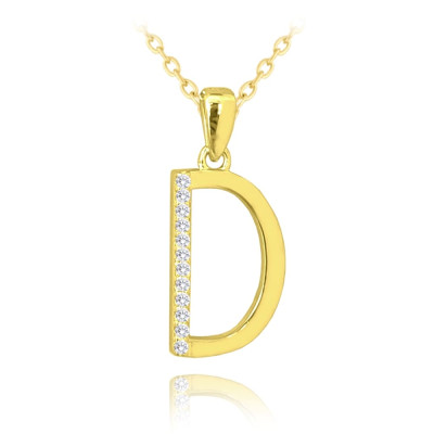 Pozlátený strieborný náhrdelník písmeno "D" so zirkónmi Minet JMAS0204GN42 Pozlátený strieborný náhrdelník písmeno "D" so zirkónmi Minet JMAS0204GN42