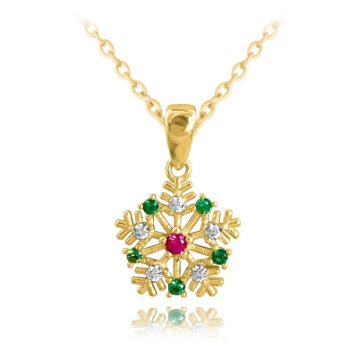 Pozlátený strieborný náhrdelník SNOWFLAKE s farebnými zirkónmi Minet JMAS8038GN45 Pozlátený strieborný náhrdelník SNOWFLAKE s farebnými zirkónmi Minet JMAS8038GN45