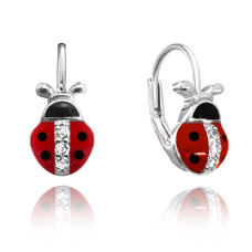Strieborné detské náušnice MINET LADYBIRDS so zirkónmi JMAD0001SE00 – Lienky Strieborné detské náušnice MINET LADYBIRDS so zirkónmi JMAD0001SE00 – Lienky