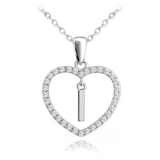 Strieborný náhrdelník písmeno v srdci "I" so zirkónmi Minet JMAS900ISN45