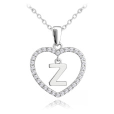 Strieborný náhrdelník písmeno v srdci "Z" so zirkónmi Minet JMAS900ZSN45