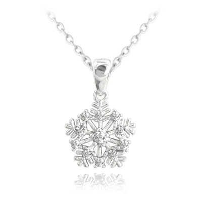 Strieborný náhrdelník SNOWFLAKE s bielymi zirkónmi Minet JMAS8038SN45 Strieborný náhrdelník SNOWFLAKE s bielymi zirkónmi Minet JMAS8038SN45