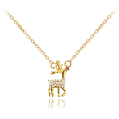 Vianočný pozlátený strieborný náhrdelník REINDEER Minet JMAS8044GN41