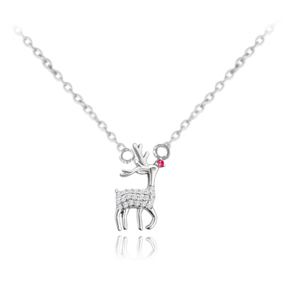 Vianočný strieborný náhrdelník REINDEER Minet JMAS8044SN41