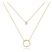 Zlatý dvojitý náhrdelník s bielym zirkónom, Minet JMG0059WGN42