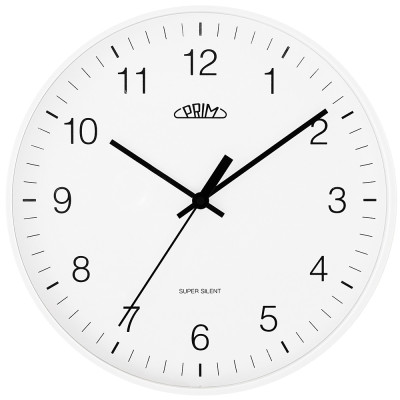 Okrúhle nástenné hodiny Prim Super Silent E01.4345.00 – biele, tichý chod, 36 cm Okrúhle nástenné hodiny Prim Super Silent E01.4345.00 – biele, tichý chod, 36 cm
