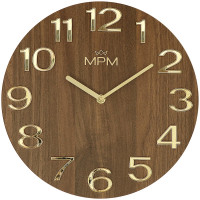 Drevené nástenné hodiny MPM Timber Simplicity E07M.4222.5480 – tmavé drevo, 30 cm