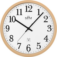 Rádiom riadené tiché nástenné hodiny MPM Radio Clermont E01.4503.50 – imitácia dreva, 31 cm Rádiom riadené tiché nástenné hodiny MPM Radio Clermont E01.4503.50 – imitácia dreva, 31 cm