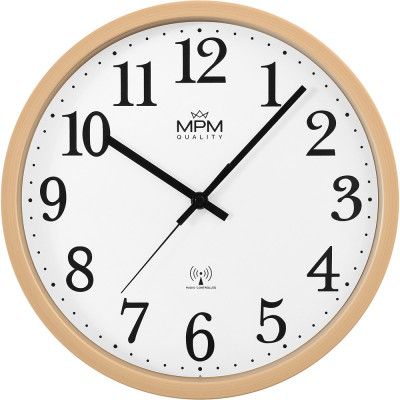 Rádiom riadené tiché nástenné hodiny MPM Radio Clermont E01.4503.50 – imitácia dreva, 31 cm Rádiom riadené tiché nástenné hodiny MPM Radio Clermont E01.4503.50 – imitácia dreva, 31 cm