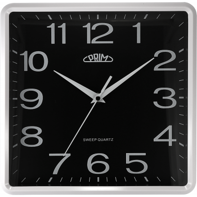 Hranaté nástenné hodiny PRIM Square E01P.4053.0090 (25 cm) – čierne