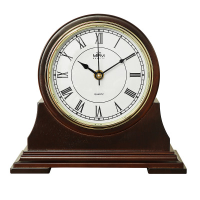 Drevené stolové hodiny MPM E03.3887.54 s rímskymi číslicami – tmavé drevo, 23 cm