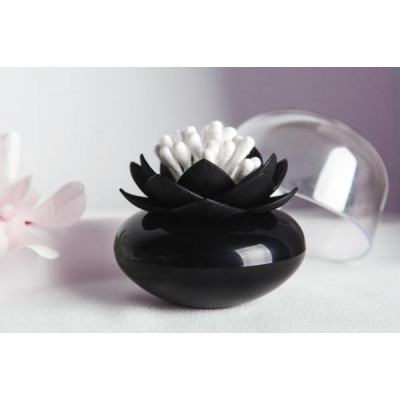 Stojanček na vatové tyčinky Qualy Lotus Cotton Bud, čierny-čierny Stojanček na vatové tyčinky Qualy Lotus Cotton Bud, čierny-čierny