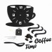 Nástenné hodiny DIY, Coffee Time Mirror, 64x43cm