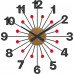 Drevené čierne hodiny s červenými kameňmi Vlaha design VCT1083, 49cm 