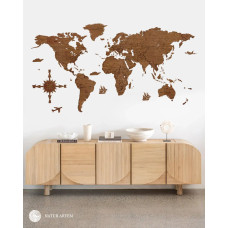 Nástenná drevená mapa sveta 3D, ručne vyrábaná, 250x125cm orech Nástenná drevená mapa sveta 3D, ručne vyrábaná, 250x125cm orech