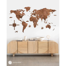 Nástenná drevená mapa sveta 3D, ručne vyrábaná, 300x150 cm teak Nástenná drevená mapa sveta 3D, ručne vyrábaná, 300x150 cm teak