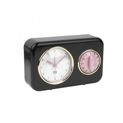 Kuchynské hodiny s časovačom Present Time Nostalgia, PT2970BK, 17cm Kuchynské hodiny s časovačom Present Time Nostalgia, PT2970BK, 17cm