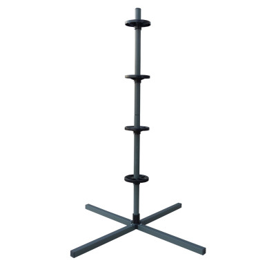 Vertikálny stojan na 4 pneumatiky RelaxDays RD53025 – sivý kovový regál, 131 cm