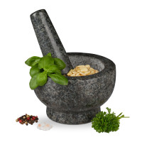 Sivý žulový mažiar s tĺčikom Relaxdays RD10029950 – 13 cm Sivý žulový mažiar s tĺčikom Relaxdays RD10029950 – 13 cm