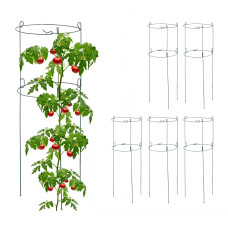 Sada kovových podpier pre rastliny Relaxdays RD44640 (6 ks, 76 cm) – tmavozelená